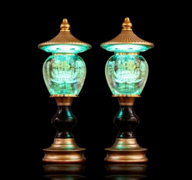 Đèn điện pha lê 1 cầu oval có mái thân hợp kim